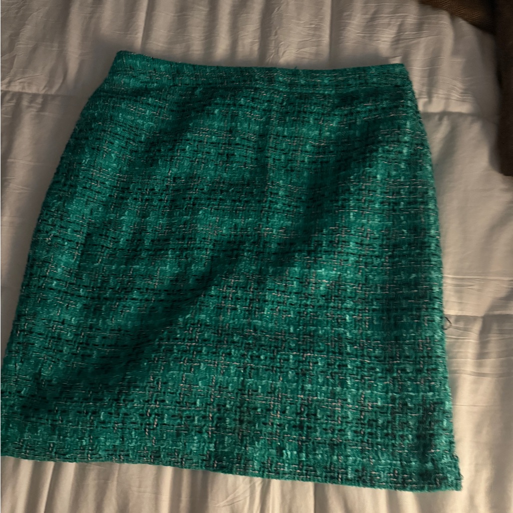 Cynthia Rowley Teal Tweed Pencil Skirt